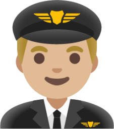 man pilot: medium-light skin tone emoji