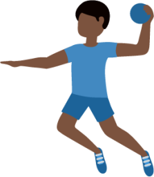 man playing handball: dark skin tone emoji