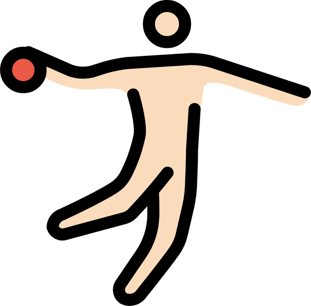 man playing handball: light skin tone emoji