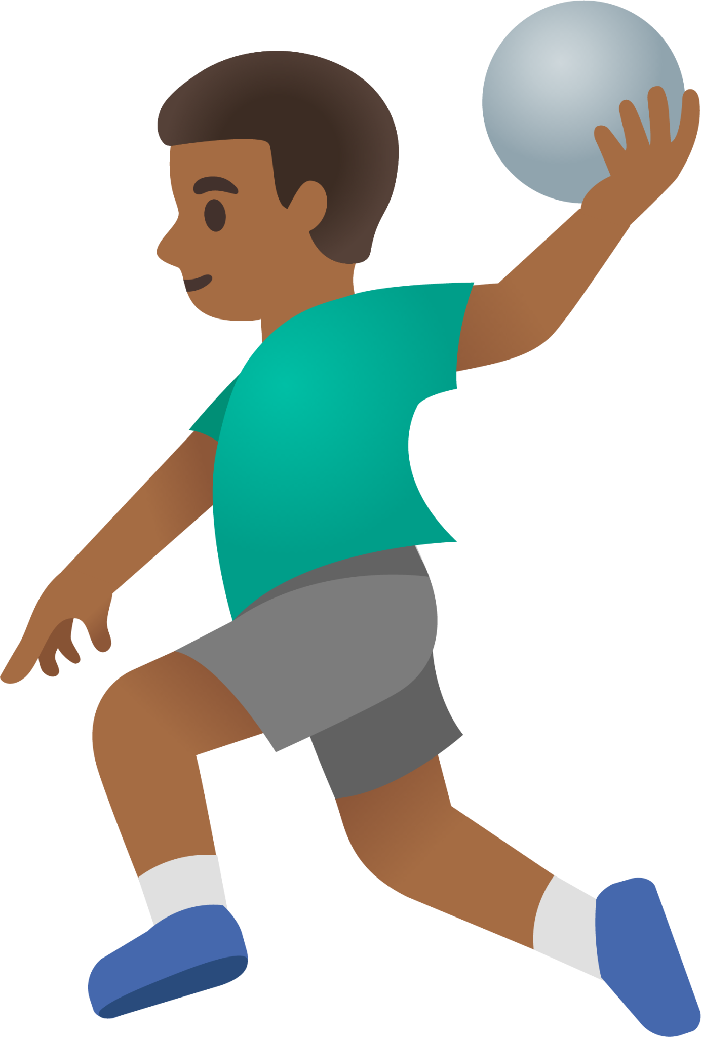 man playing handball: medium-dark skin tone emoji