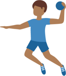 man playing handball: medium-dark skin tone emoji