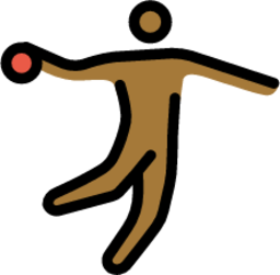 man playing handball: medium-dark skin tone emoji