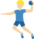 man playing handball: medium-light skin tone emoji