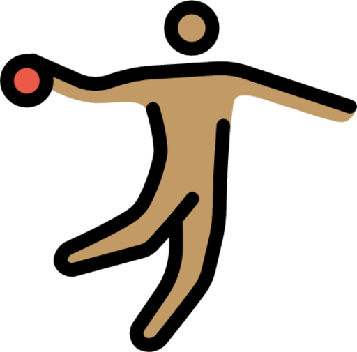 man playing handball: medium skin tone emoji