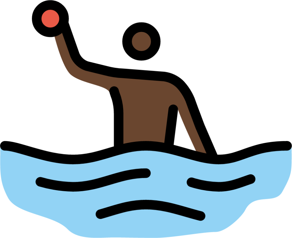 man playing water polo: dark skin tone emoji