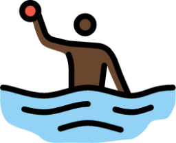man playing water polo: dark skin tone emoji