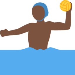 man playing water polo: dark skin tone emoji