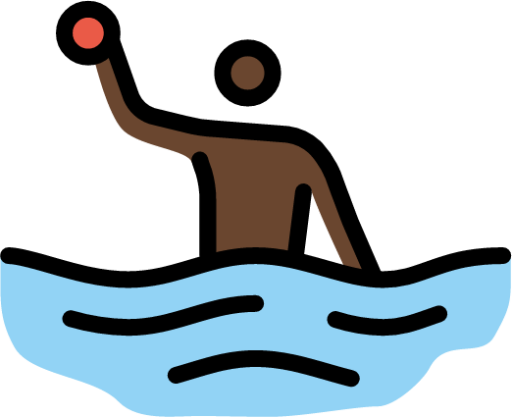 man playing water polo: dark skin tone emoji