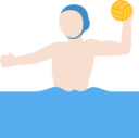 man playing water polo: light skin tone emoji