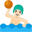 man playing water polo: light skin tone emoji