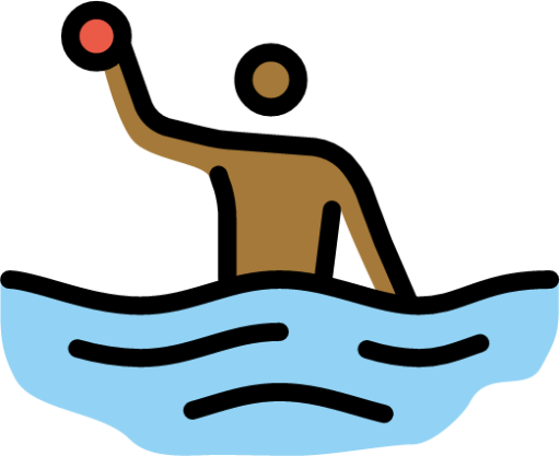 man playing water polo: medium-dark skin tone emoji