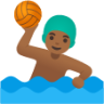 man playing water polo: medium-dark skin tone emoji