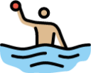 man playing water polo: medium-light skin tone emoji