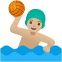 man playing water polo: medium-light skin tone emoji