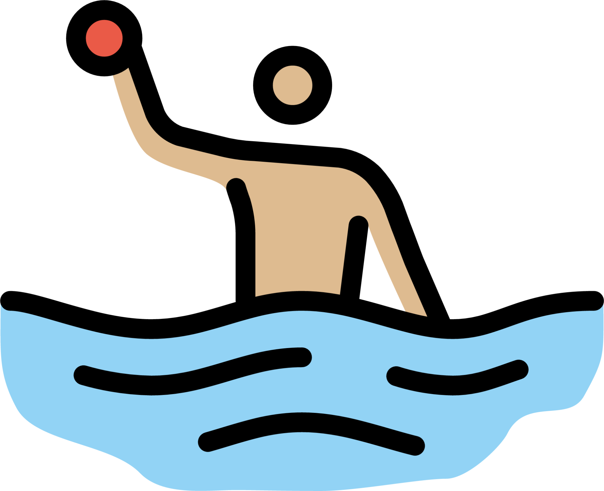 man playing water polo: medium-light skin tone emoji