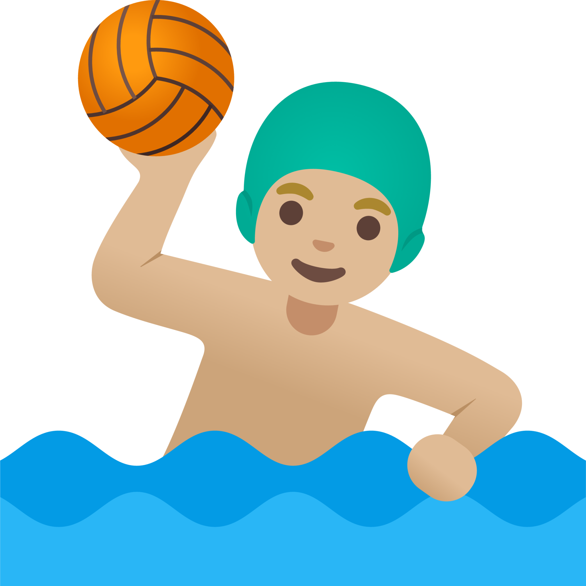 man playing water polo: medium-light skin tone emoji