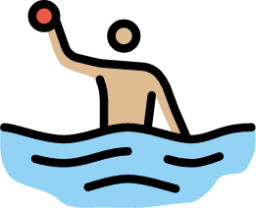 man playing water polo: medium-light skin tone emoji