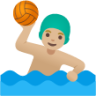 man playing water polo: medium-light skin tone emoji