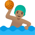 man playing water polo: medium skin tone emoji