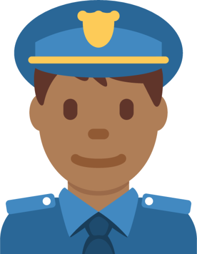 man police officer: medium-dark skin tone emoji