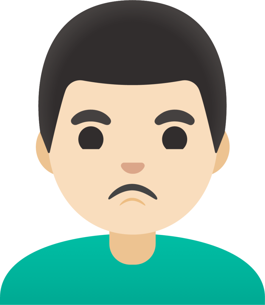 man pouting: light skin tone emoji