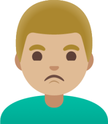 man pouting: medium-light skin tone emoji