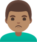 man pouting: medium skin tone emoji