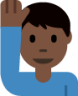 man raising hand: dark skin tone emoji