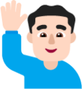 man raising hand light emoji
