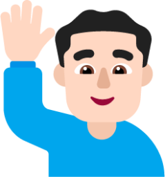 man raising hand light emoji
