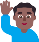 man raising hand medium dark emoji