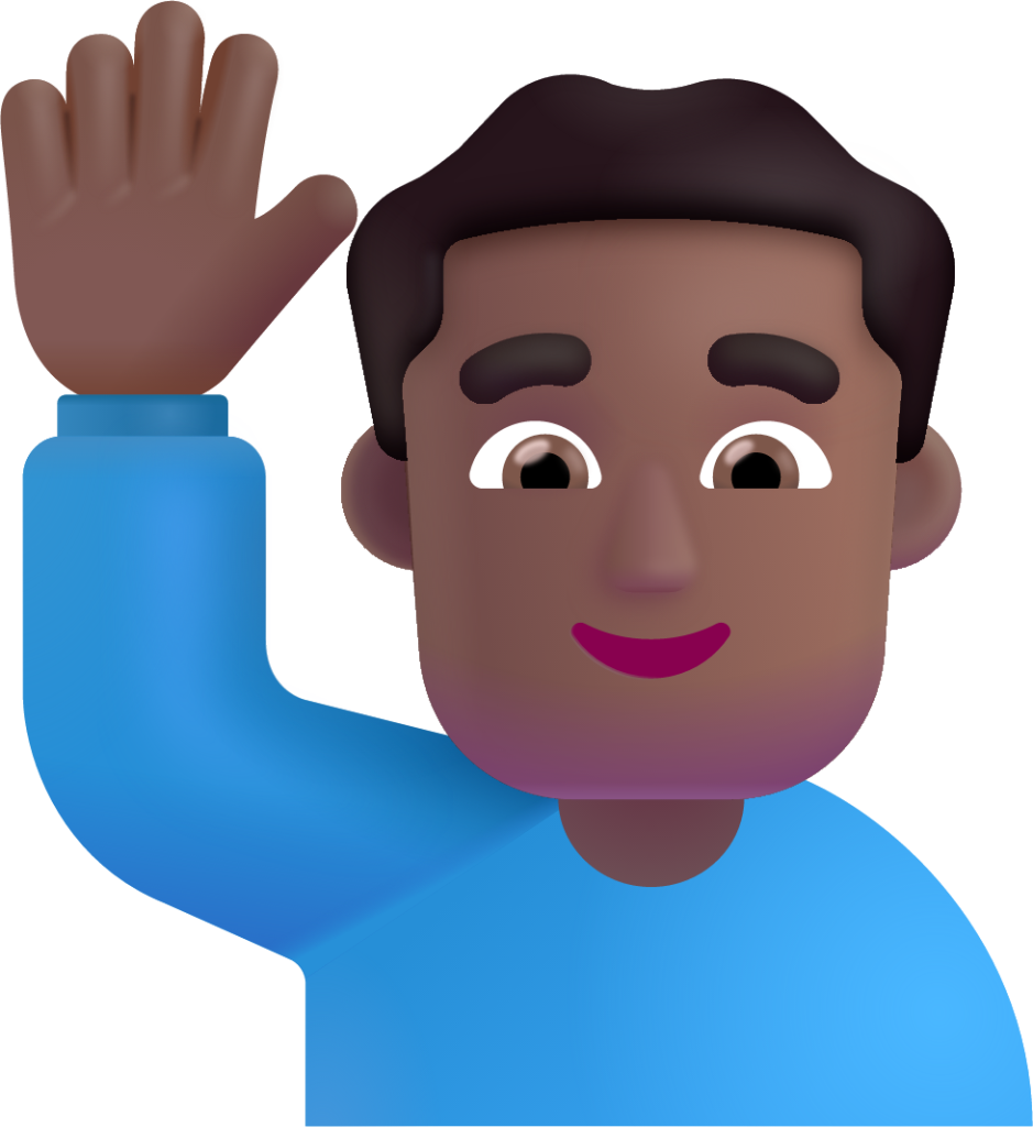 man raising hand medium dark emoji
