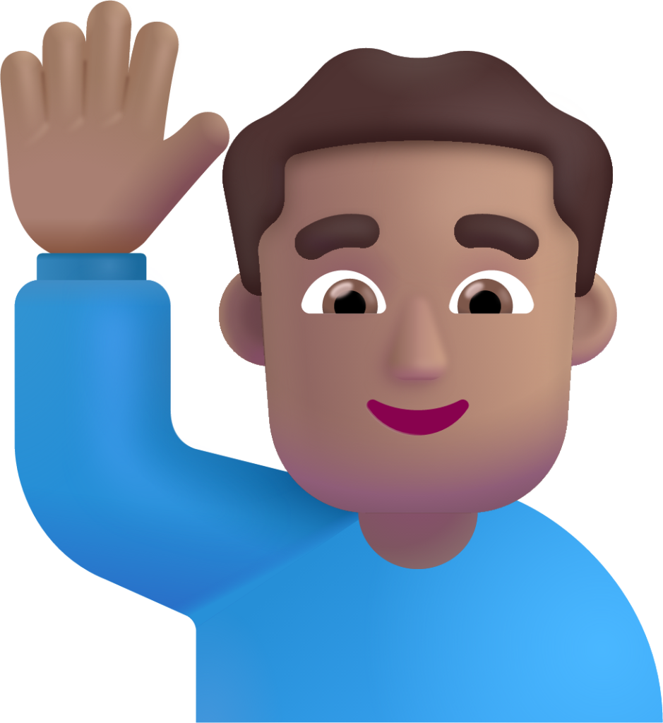 man raising hand medium emoji