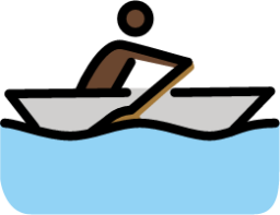 man rowing boat: dark skin tone emoji