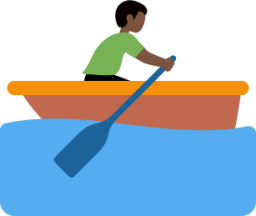 man rowing boat: dark skin tone emoji