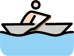 man rowing boat: light skin tone emoji