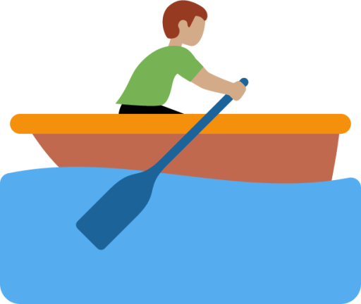 man rowing boat: medium skin tone emoji
