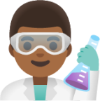 man scientist: medium-dark skin tone emoji