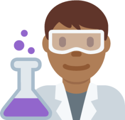 man scientist: medium-dark skin tone emoji