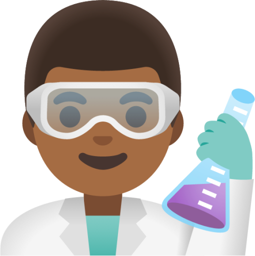 man scientist: medium-dark skin tone emoji