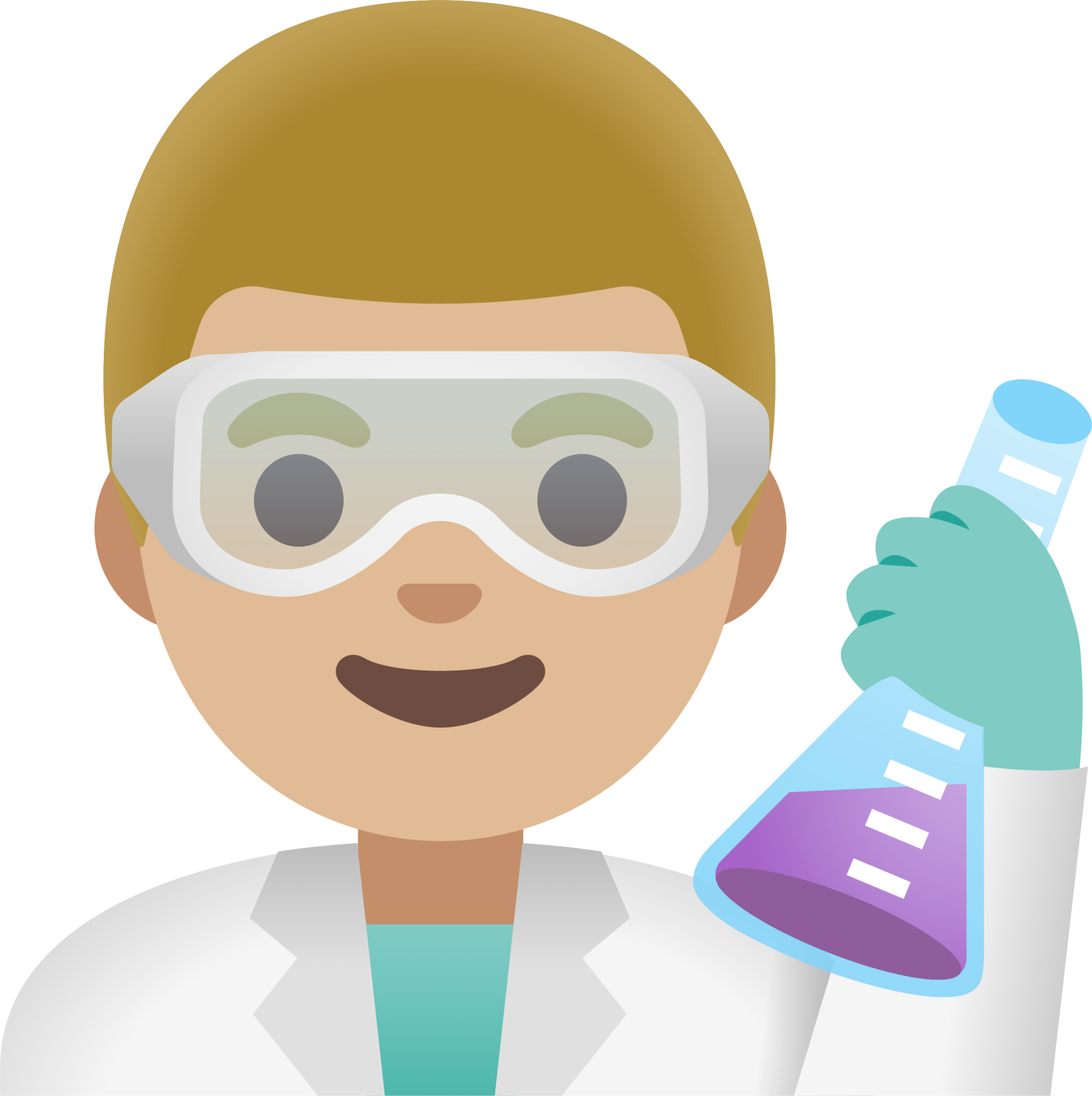 man scientist: medium-light skin tone emoji
