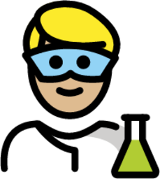 man scientist: medium-light skin tone emoji