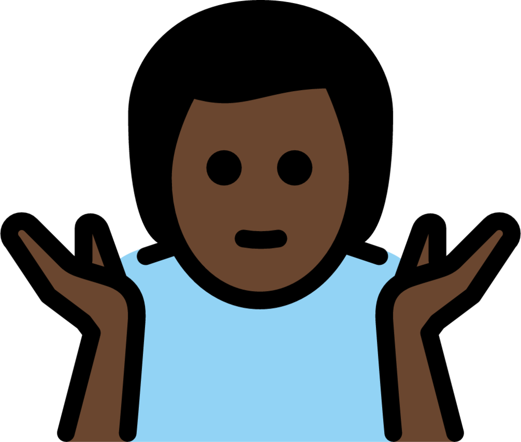 man shrugging: dark skin tone emoji