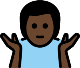 man shrugging: dark skin tone emoji