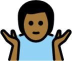 man shrugging: medium-dark skin tone emoji