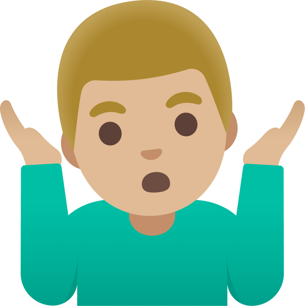 man shrugging: medium-light skin tone emoji