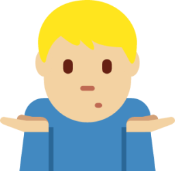 man shrugging: medium-light skin tone emoji