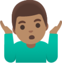 man shrugging: medium skin tone emoji