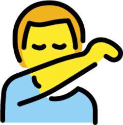 man sneezing into elbow emoji