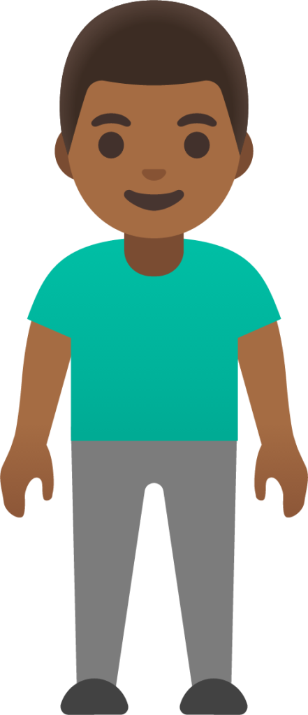 man standing: medium-dark skin tone emoji